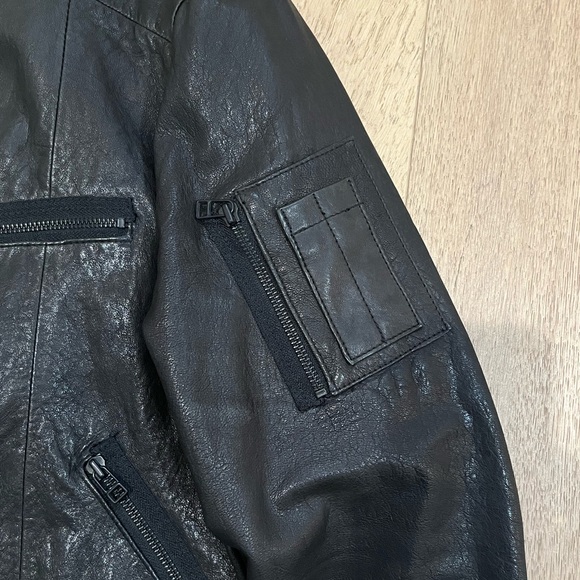 Rogan Lambskin Motorcycle Jacket Mens Black. Size Medium. - Picture 14 of 16